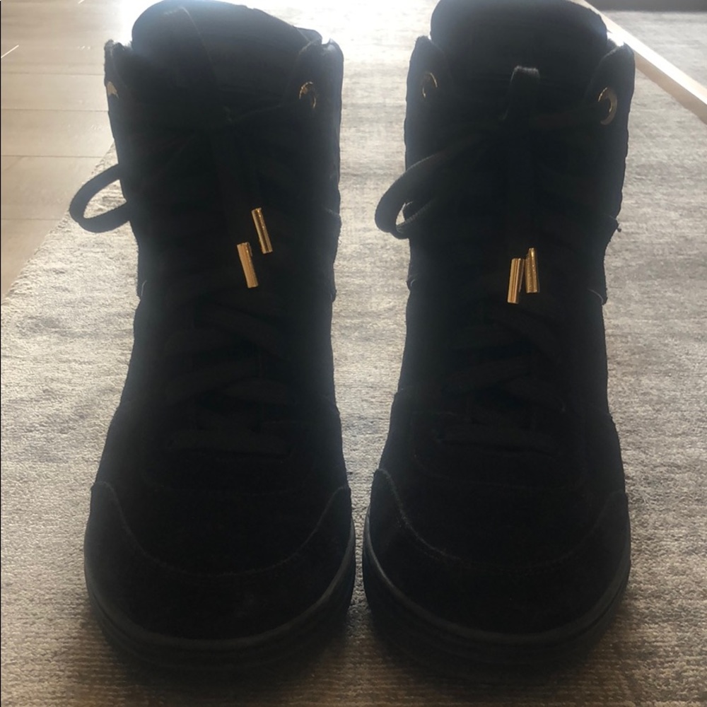 Louis Vuitton black high top wedge sneakers